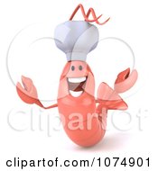 Clipart 3d Pink Shrimp Wearing A Chefs Hat 2 Royalty Free CGI Illustration