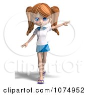 Clipart 3d Teenage Private School Girl Pointing Royalty Free CGI Illustration