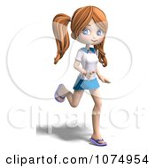 Clipart 3d Teenage Private School Girl Running Royalty Free CGI Illustration