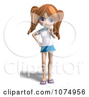 Clipart 3d Teenage Private School Girl Gesturing Peace Royalty Free CGI Illustration