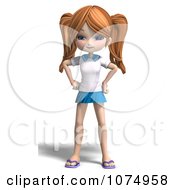 Clipart 3d Teenage Private School Girl With Her Hands On Her Hips Royalty Free CGI Illustration