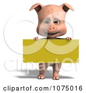 Clipart 3d Cute Pig With A Yellow Sign Royalty Free CGI Illustration by Ralf61
