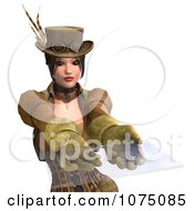 Clipart 3d Steampunk Lady Holding Clear Plastic 1 Royalty Free CGI Illustration