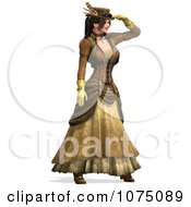 Clipart 3d Steampunk Lady Shielding Her Eyes Royalty Free CGI Illustration