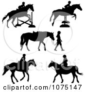 Poster, Art Print Of Silhouetted Horses And Equestrian Girls