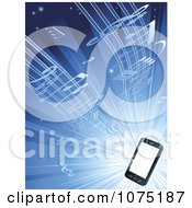 Poster, Art Print Of Music Streaming From A 3d Smart Cell Phone Over Blue