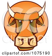 Poster, Art Print Of Mad Orange Bull Cow Face Logo