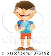 Poster, Art Print Of Happy Smiling School Boy With A Backpack