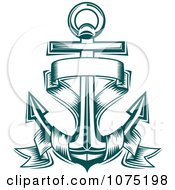 Poster, Art Print Of Teal Nautical Anchor And Banner Logo