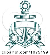 Poster, Art Print Of Teal Nautical Anchor And Blank Banner Logo