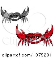 Clipart Gray And Red Grinning Crabs Royalty Free Vector Illustration