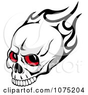 Red Eyed Skull And Black Flames