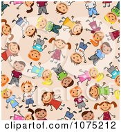 Clipart Seamless Stick Kid Background Pattern Royalty Free Vector Illustration