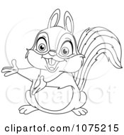Clipart Outlined Squirrel Presenting Royalty Free Vector Illustration by yayayoyo