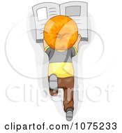 Clipart School Boy Reading On His Tummy Royalty Free Vector Illustration