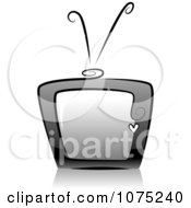 Black Swirly Retro Tv Icon And Reflection