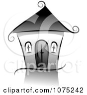Clipart Black Swirly House Icon And Reflection Royalty Free Vector Illustration
