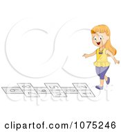 Poster, Art Print Of School Girl Playing Hop Scotch On The Playground At Recess
