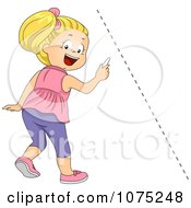 Poster, Art Print Of School Girl Drawing A Diagonal Line