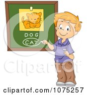 Clipart School Boy Identifying A Cat Picture Royalty Free Vector Illustration