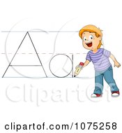Clipart School Boy Writing ABC Royalty Free Vector Illustration