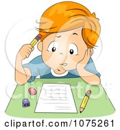 Poster, Art Print Of Stumped School Boy Taking An Exam Test