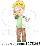 Poster, Art Print Of Stumped School Boy Holding A Failed Paper With An F Grade