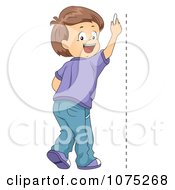 Poster, Art Print Of School Boy Drawing A Vertical Line