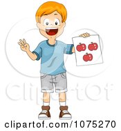 Poster, Art Print Of School Boy Holding An Apple Flash Card