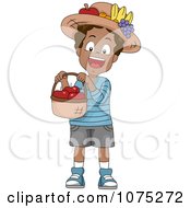 Poster, Art Print Of Black School Boy Holding A Basket Of Apples