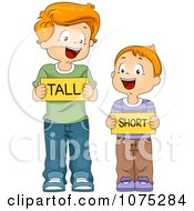 Poster, Art Print Of School Boys Holding Tall And Short Flash Cards