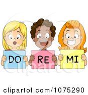 Clipart Cute Diverse School Children Singing Do Re Mi Royalty Free Vector Illustration