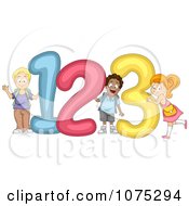 Clipart Cute Diverse School Children With Giant 123 Numbers Royalty Free Vector Illustration