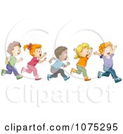 Poster, Art Print Of Cute Diverse School Children Running A Marathon
