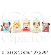 Poster, Art Print Of Cute Diverse School Children Wearing Paper Hats