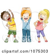 Poster, Art Print Of Cute Diverse School Children Stretching