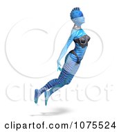Clipart 3d Blue Fantasy Female Alien Floating Royalty Free CGI Illustration