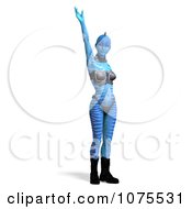 Clipart 3d Blue Fantasy Female Alien Holding An Arm Up Royalty Free CGI Illustration
