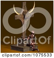 Clipart 3d Alien Queen Kneeling To Her God Statue 2 Royalty Free CGI Illustration