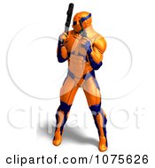 Clipart 3d Futuristic Super Hero Shooting In An Orange Nanosuit 2 Royalty Free CGI Illustration by Ralf61