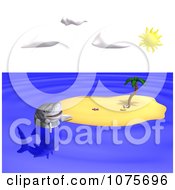 Clipart Shark Near A Tropical Island Royalty Free CGI Illustration by Ralf61