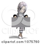 Clipart Asian Girl Holding A Sign In A White Dress Royalty Free CGI Illustration