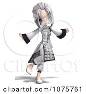 Clipart Asian Girl In A White Dress 3 Royalty Free CGI Illustration