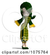 Clipart Asian Girl In A Green Dress 1 Royalty Free CGI Illustration
