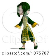 Clipart Asian Girl In A Green Dress 4 Royalty Free CGI Illustration