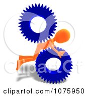 Clipart 3d Orange Person Stuck In Gears Royalty Free CGI Illustration