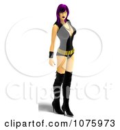 Clipart 3d Purple Haired Rocker Chick Woman Posing 1 Royalty Free CGI Illustration by Ralf61