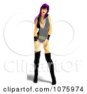 Clipart 3d Purple Haired Rocker Chick Woman Posing 2 Royalty Free CGI Illustration by Ralf61
