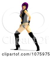 Clipart 3d Purple Haired Rocker Chick Woman Posing 3 Royalty Free CGI Illustration by Ralf61