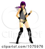 Clipart 3d Purple Haired Rocker Chick Woman Dancing Royalty Free CGI Illustration by Ralf61